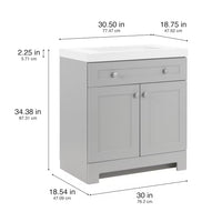 Glacier Bay Everdean 30-inch W Bathroom Vanity in Pearl Grey with Cultured Marble Sink Top