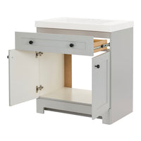 Glacier Bay Everdean 30-inch W Bathroom Vanity in Pearl Grey with Cultured Marble Sink Top