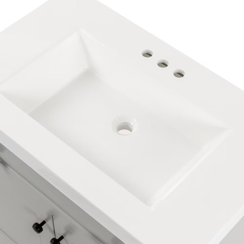 Glacier Bay Everdean 30-inch W Bathroom Vanity in Pearl Grey with Cultured Marble Sink Top