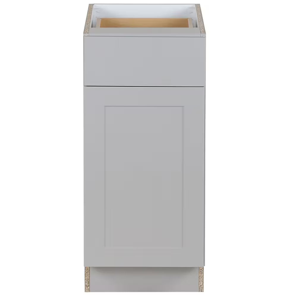 Hampton Bay Edson 15 in. W x 35 H x 25 D Assembled Kitchen Base Cabinet, Grey (B15L)