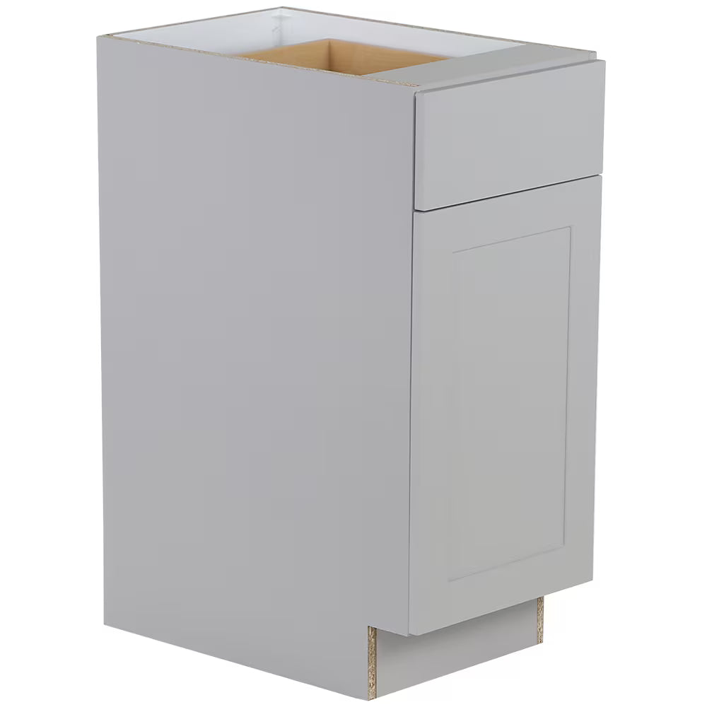 Hampton Bay Edson 15 in. W x 35 H x 25 D Assembled Kitchen Base Cabinet, Grey (B15L)