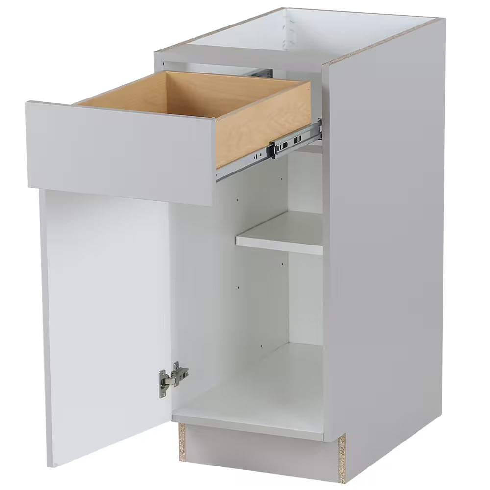 Hampton Bay Edson 15 in. W x 35 H x 25 D Assembled Kitchen Base Cabinet, Grey (B15L)