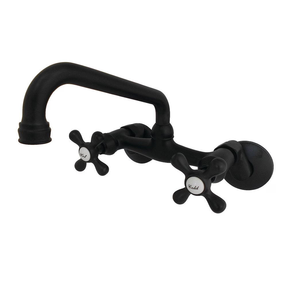 Kingston Brass Wall-Mount Standard Kitchen Faucet in Matte Black