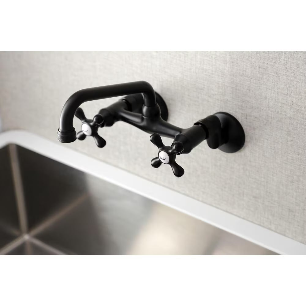 Kingston Brass Wall-Mount Standard Kitchen Faucet in Matte Black