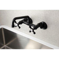 Kingston Brass Wall-Mount Standard Kitchen Faucet in Matte Black
