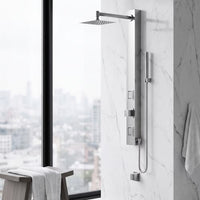 VIGO Orchid 39-Inch 2-Jet Shower Wall Panel System with Square Rainhead Handheld Wand in Stainless Steel
