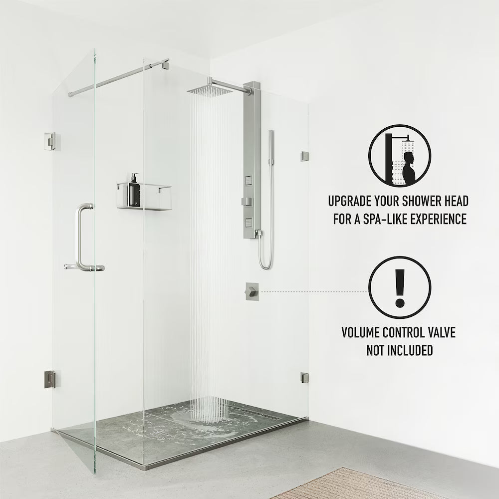 VIGO Orchid 39-Inch 2-Jet Shower Wall Panel System with Square Rainhead Handheld Wand in Stainless Steel