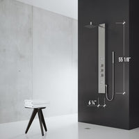 VIGO Rector 55-Inch 2-Jet Shower Wall Panel System with Square Rainhead Handheld Wand in Stainless Steel