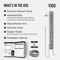 VIGO Rector 55-Inch 2-Jet Shower Wall Panel System with Square Rainhead Handheld Wand in Stainless Steel