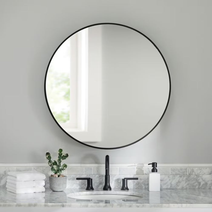 Round Metal Mounted Medicine Cabinet w/ Black Finish