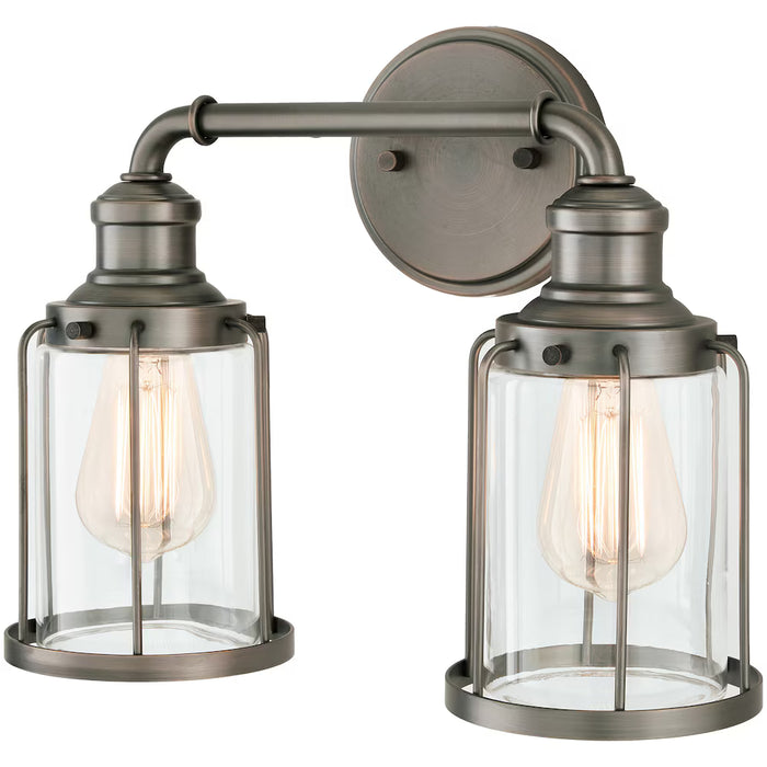 2-Light Satin Copper Bronze Modern Industrial Bathroom Vanity Light