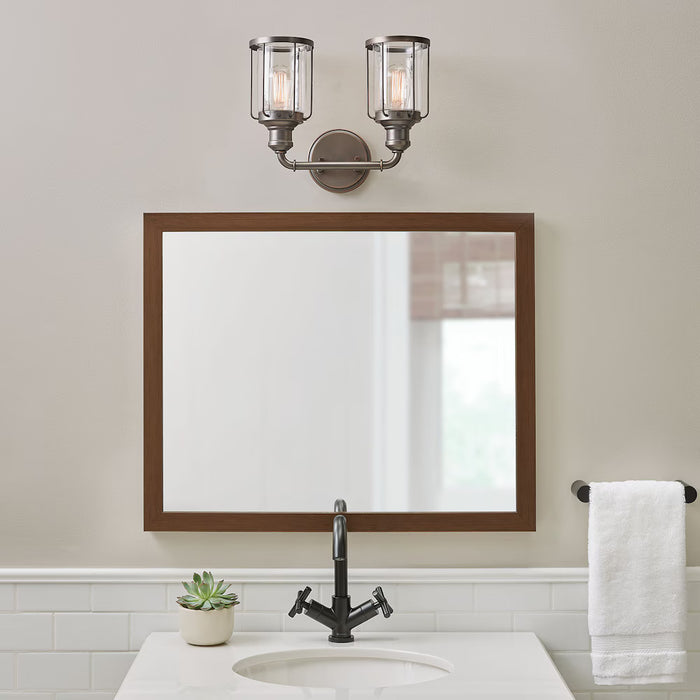 2-Light Satin Copper Bronze Modern Industrial Bathroom Vanity Light