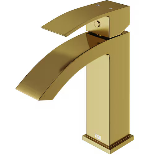 VIGO Satro Single Hole Single-Handle Waterfall Bathroom Faucet in Matte Brushed Gold