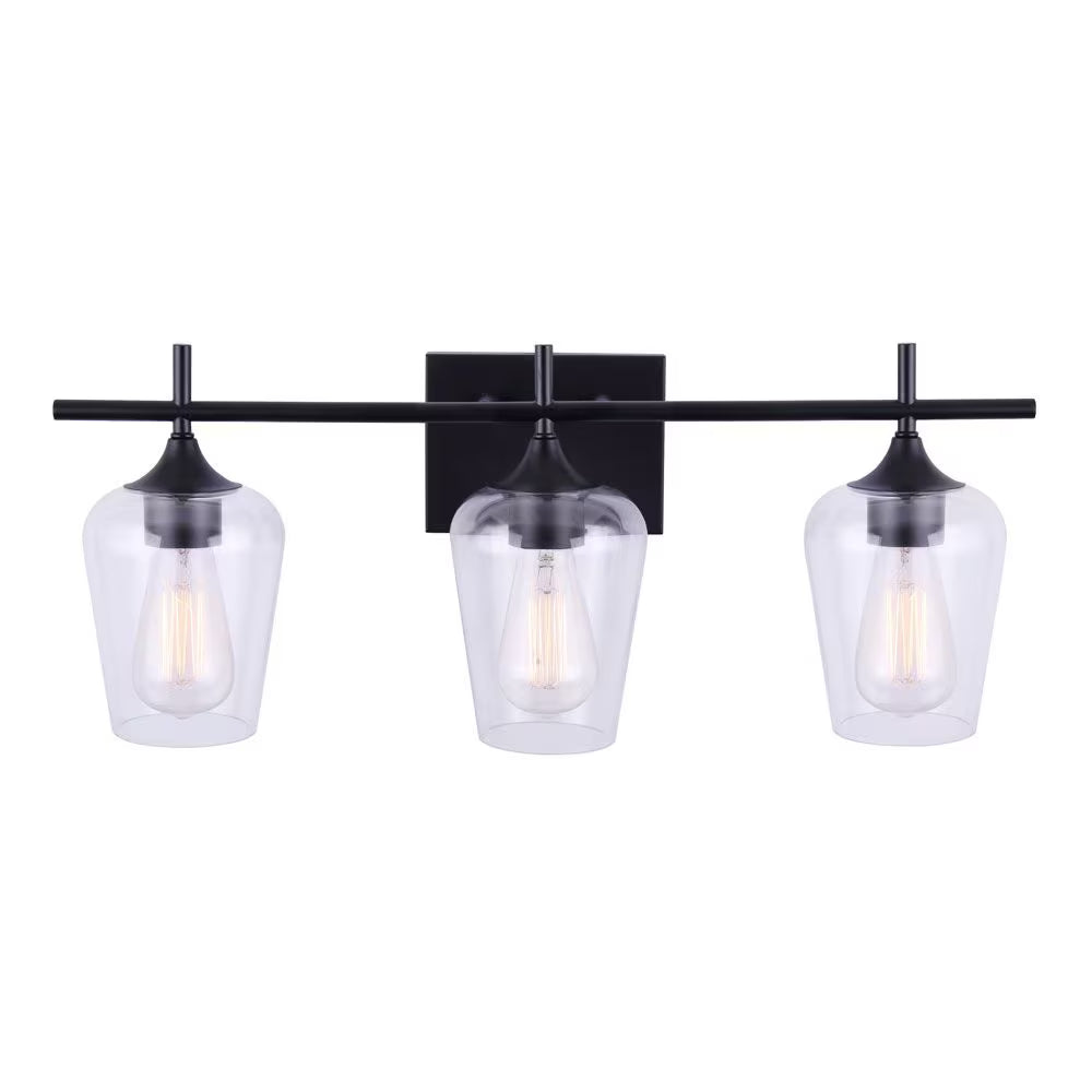 Gabrielle 3-Light Bathroom Matte Black Vanity Light