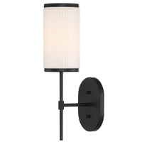 Ashbury 1-Light Wall Sconce With Reeded Milk Glass and Rich Black Finish