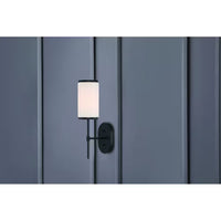 Ashbury 1-Light Wall Sconce With Reeded Milk Glass and Rich Black Finish