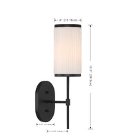 Ashbury 1-Light Wall Sconce With Reeded Milk Glass and Rich Black Finish