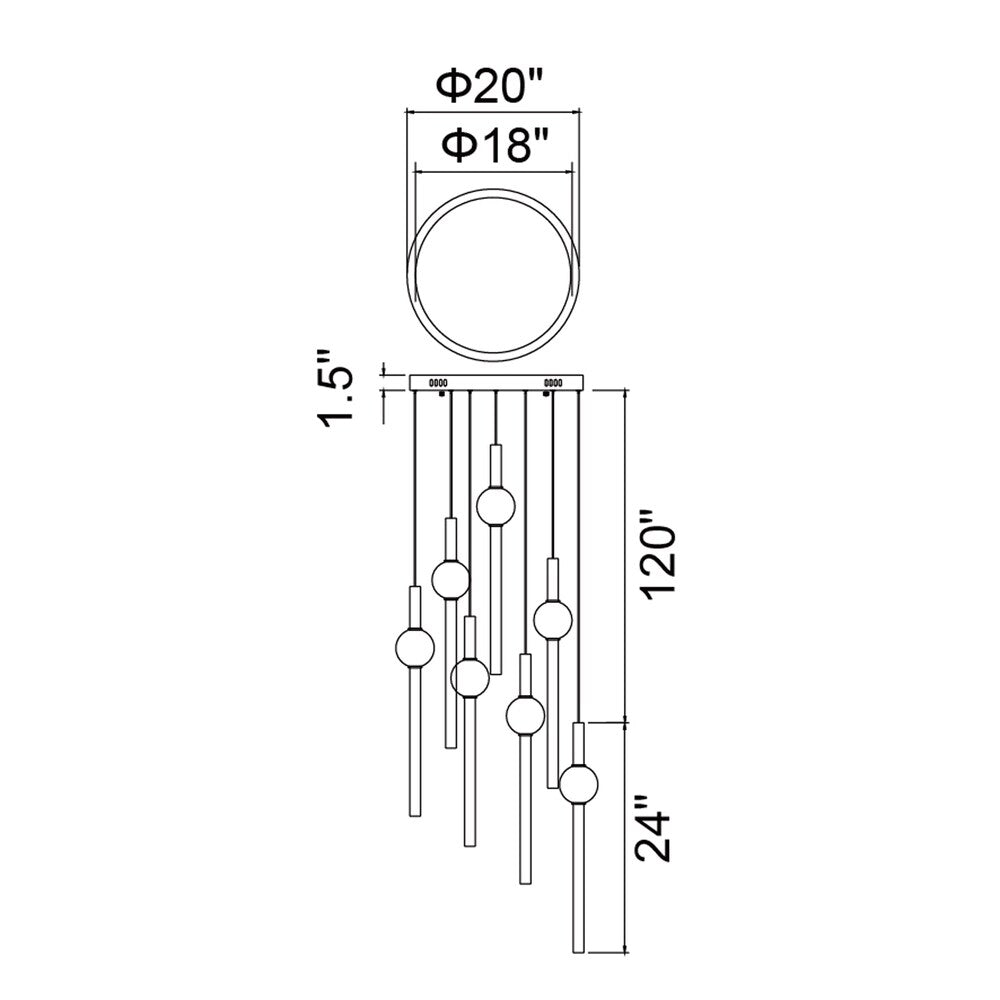 Baton LED Pendant with Brass Finish 1208P20-7-625