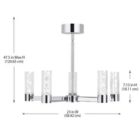 5-Light LED Dimmable Chrome Cylinder Candle-Style Chandelier Clear Acrylic Shade