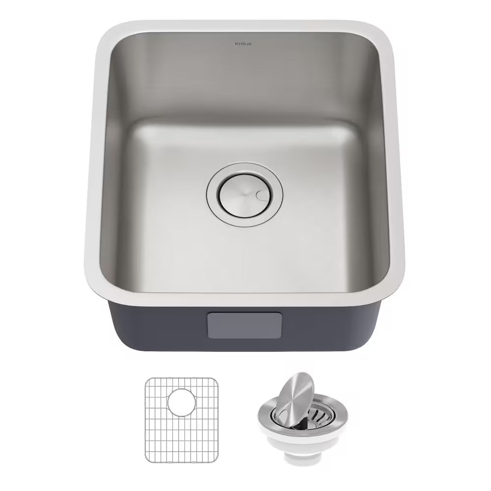 Kraus Dex 17 Undermount 16 Gauge Antibacterial Stainless Steel Single Kitchen Sink