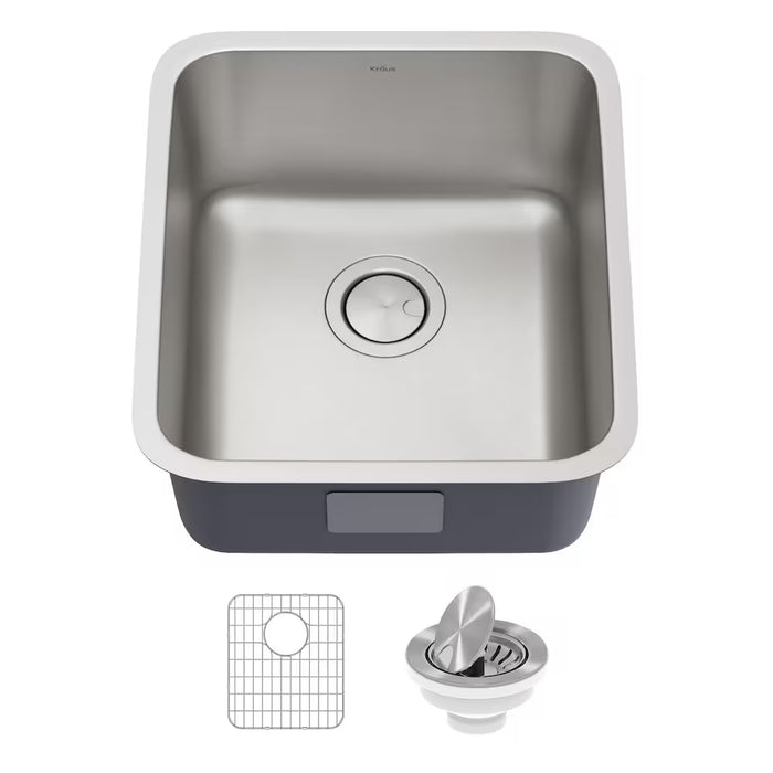 Kraus Dex 17 Undermount 16 Gauge Antibacterial Stainless Steel Single Kitchen Sink