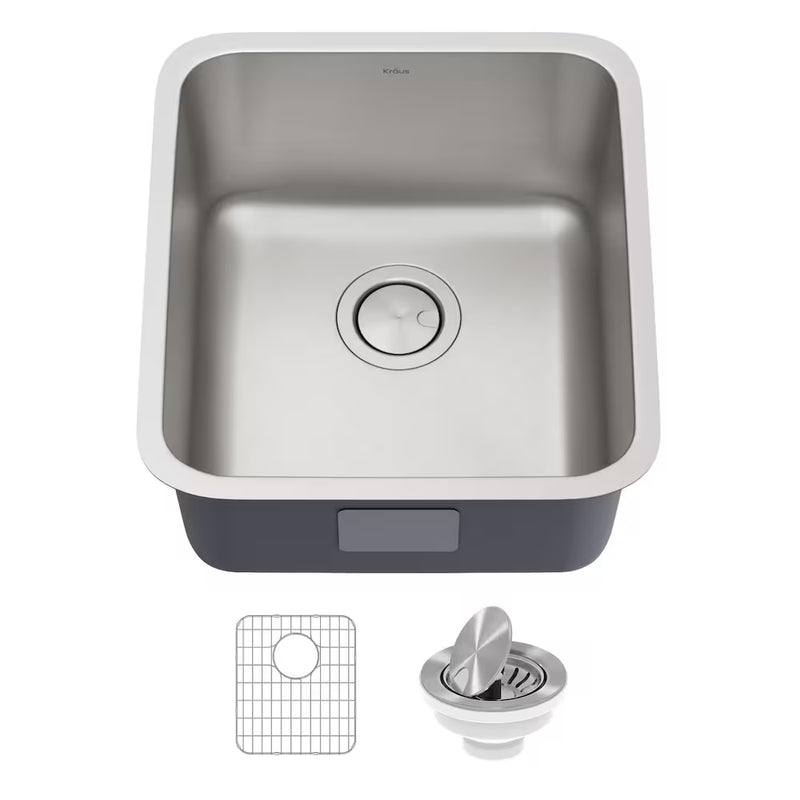 Kraus Dex 17 Undermount 16 Gauge Antibacterial Stainless Steel Single Kitchen Sink