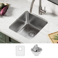 Kraus Dex 17 Undermount 16 Gauge Antibacterial Stainless Steel Single Kitchen Sink