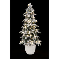 4.5 ft. LED Pre-Lit Flocked Pine Potted Tree