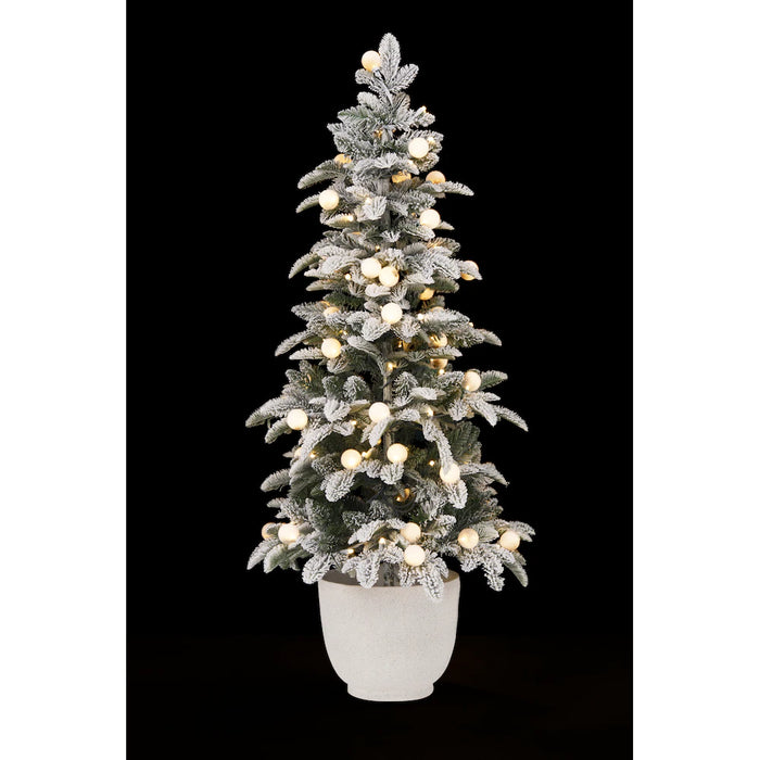 4.5 ft. LED Pre-Lit Flocked Pine Potted Tree