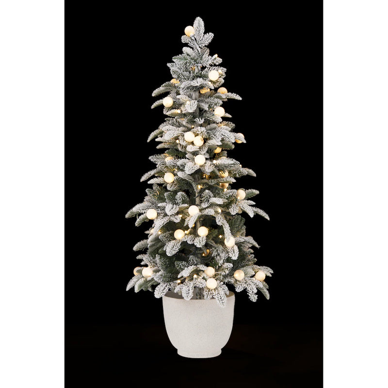 4.5 ft. LED Pre-Lit Flocked Pine Potted Tree