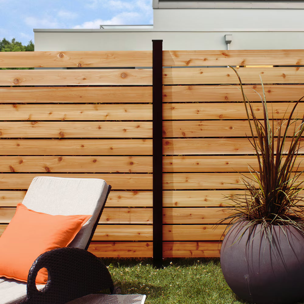 HOFT 96" Aluminum Fence In Ground Line Post & Hardware Kit Black ( Kit C8)