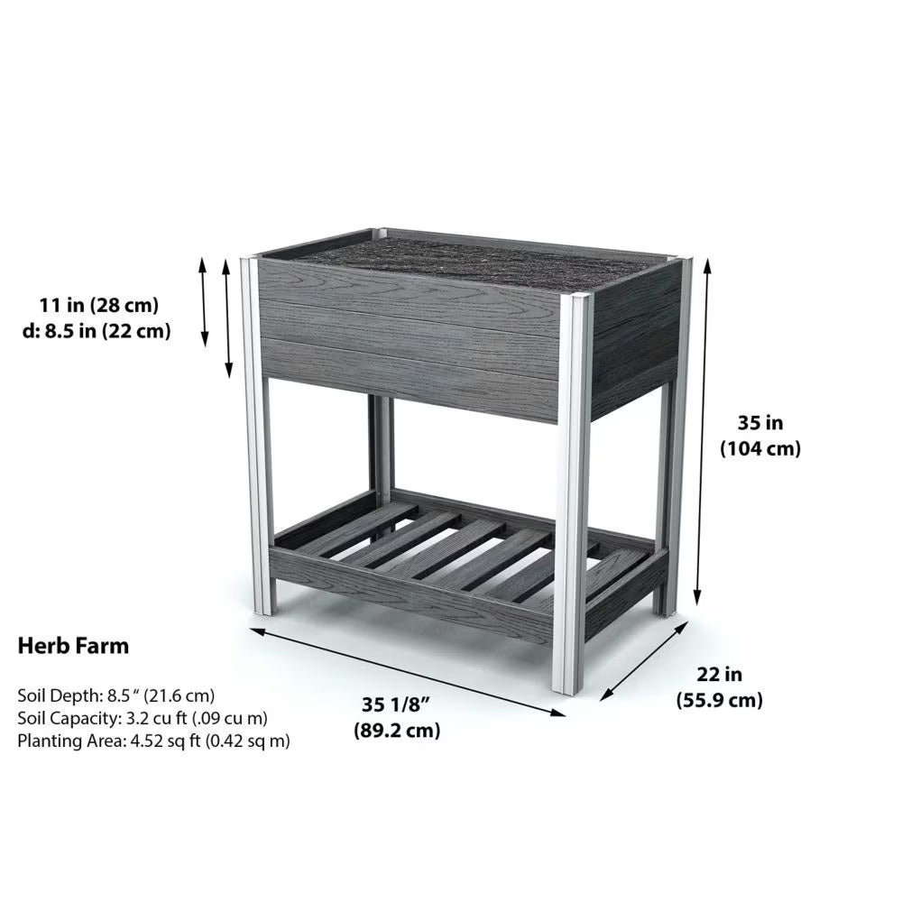 Urbana Herb Farm Vinyl Elevated Garden, Slate Grey