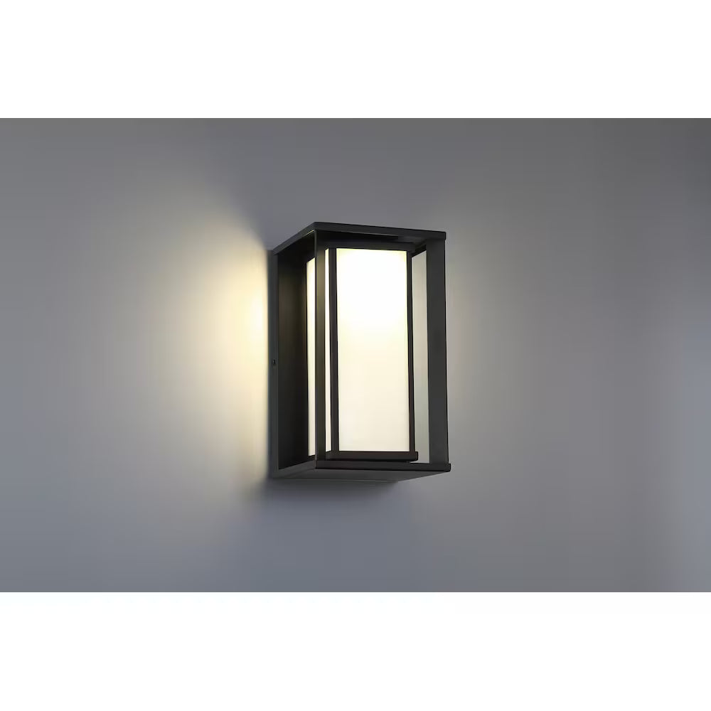Paxton 1-Light LED Outdoor Wall Sconce Light Black Metal Finish with Frosted Glass