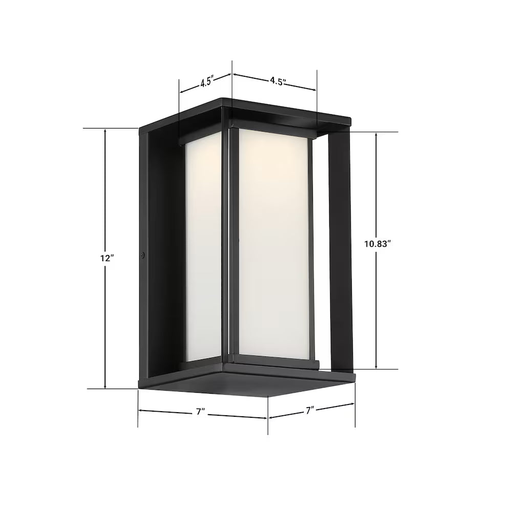 Paxton 1-Light LED Outdoor Wall Sconce Light Black Metal Finish with Frosted Glass