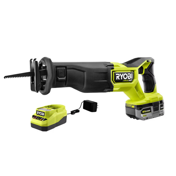 RYOBI 18V ONE+ HP Brushless Reciprocating Saw Kit with 4.0 Ah HP Battery and Charger