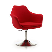 Manhattan Comfort Kinsey Adjustable Height Swivel Accent Chair in Red and Polished Chrome