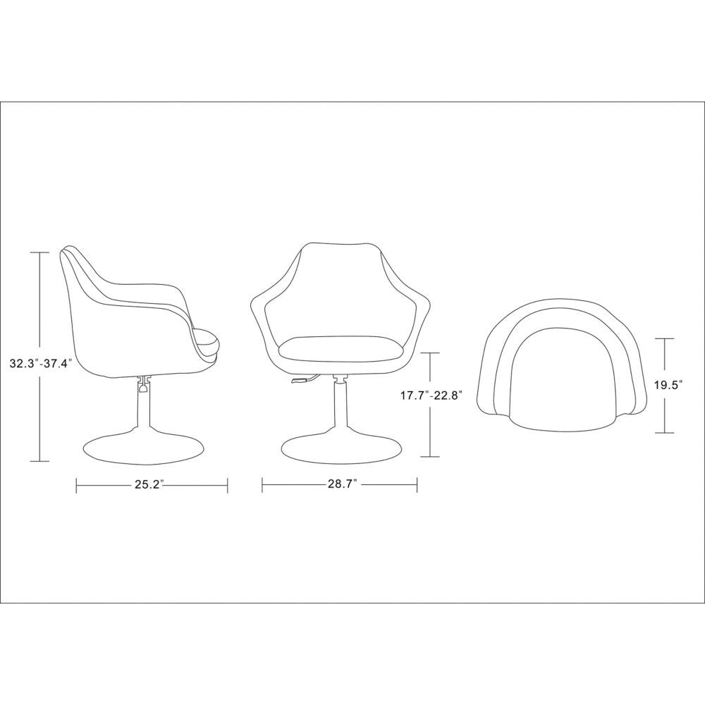 Manhattan Comfort Kinsey Adjustable Height Swivel Accent Chair in Red and Polished Chrome