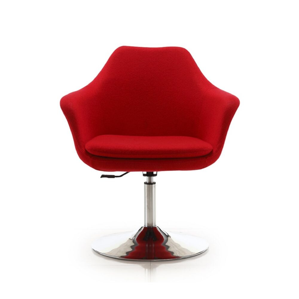 Manhattan Comfort Kinsey Adjustable Height Swivel Accent Chair in Red and Polished Chrome