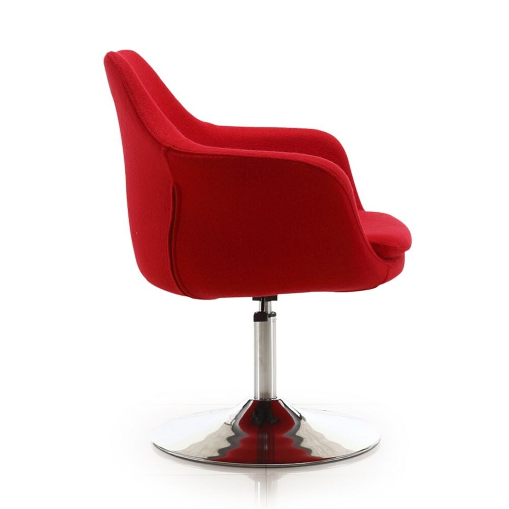 Manhattan Comfort Kinsey Adjustable Height Swivel Accent Chair in Red and Polished Chrome