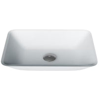 VIGO Sottile Modern Glass Rectangular Vessel Bathroom Sink in White