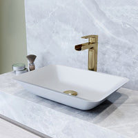 VIGO Sottile Modern Glass Rectangular Vessel Bathroom Sink in White