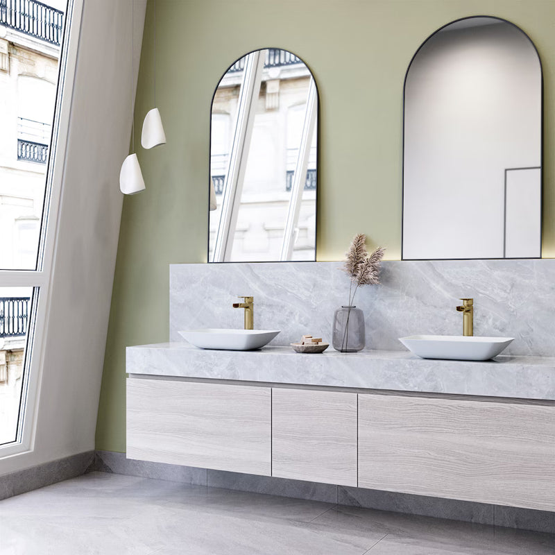 VIGO Sottile Modern Glass Rectangular Vessel Bathroom Sink in White