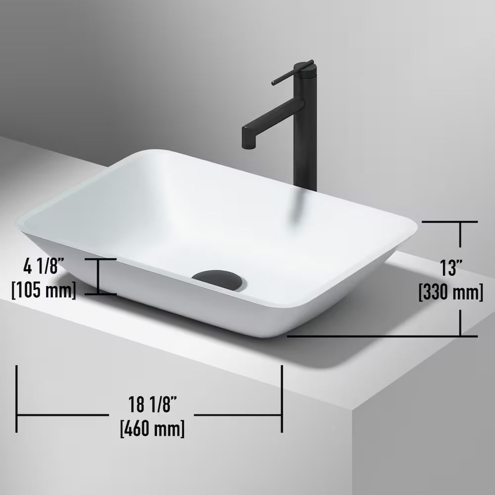 VIGO Sottile Modern Glass Rectangular Vessel Bathroom Sink in White