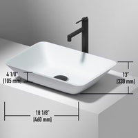 VIGO Sottile Modern Glass Rectangular Vessel Bathroom Sink in White
