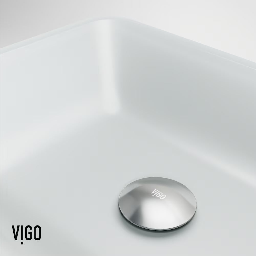 VIGO Sottile Modern Glass Rectangular Vessel Bathroom Sink in White