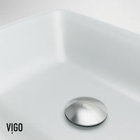 VIGO Sottile Modern Glass Rectangular Vessel Bathroom Sink in White