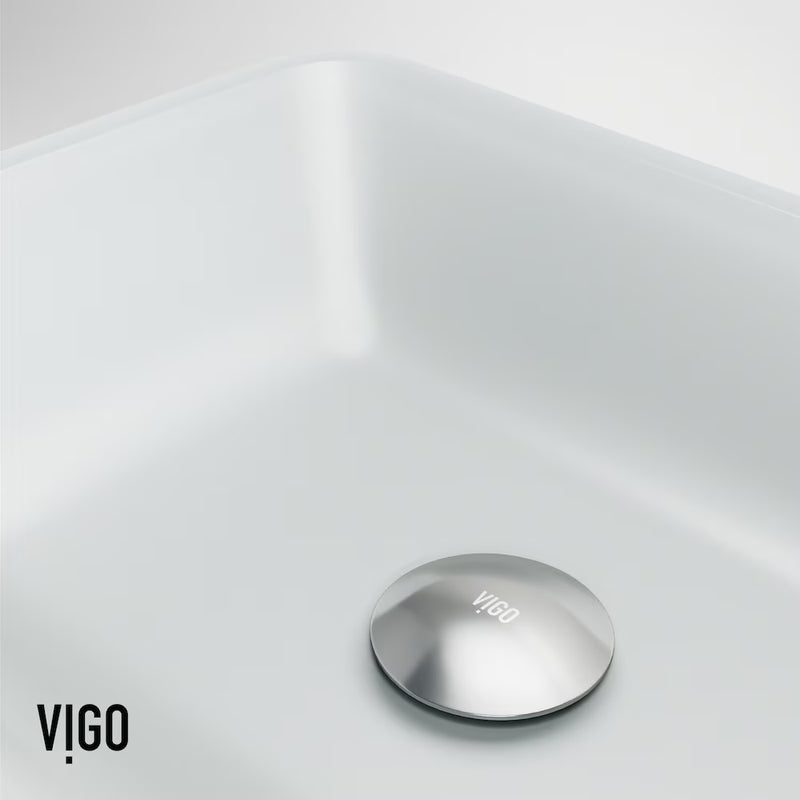 VIGO Sottile Modern Glass Rectangular Vessel Bathroom Sink in White
