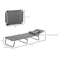 Adjustable Garden Chaise Lounger Beach Recliner Bed Foldable Reading Hole Grey