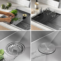 Delta Faucet Delta Rivet 33 inch Workstation Kitchen Sink Drop-In Top Mount Stainless Steel 50/50 Double Bowl