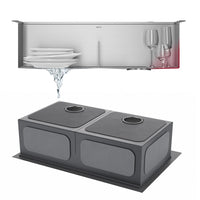 Delta Faucet Delta Rivet 33 inch Workstation Kitchen Sink Drop-In Top Mount Stainless Steel 50/50 Double Bowl